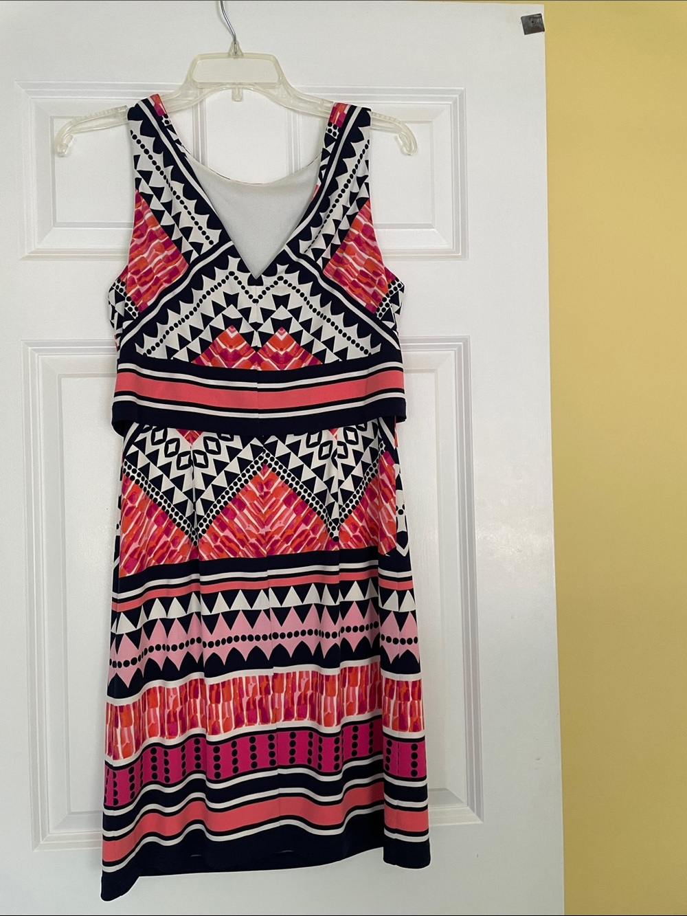 Eliza J Black, White & Pink Geometric Midi Dress - Picture 3 of 3